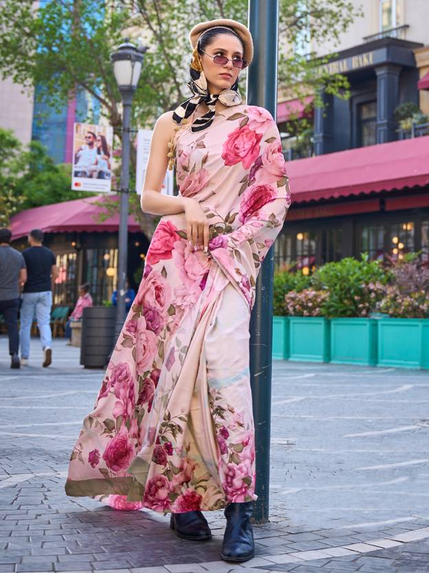 Printed Elegant Crepe Silk Saree with Digital Print – Party & Traditional Wear