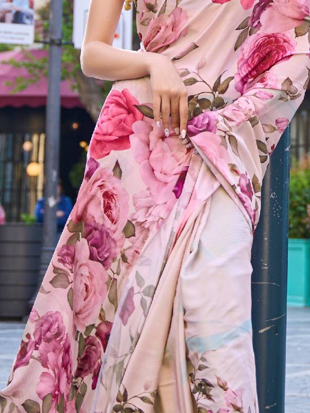 Printed Elegant Crepe Silk Saree with Digital Print – Party & Traditional Wear
