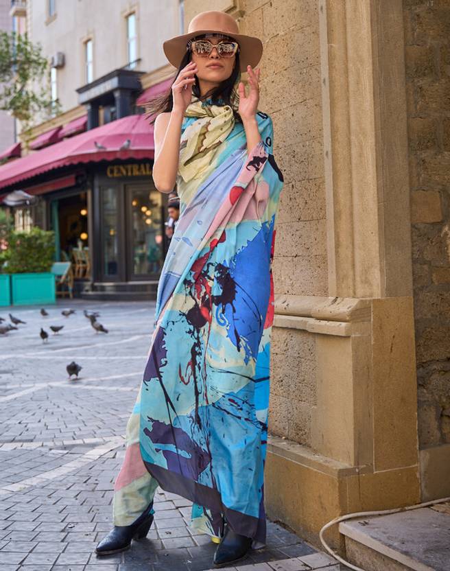 Printed Elegant Crepe Silk Saree with Digital Print – Party & Traditional Wear