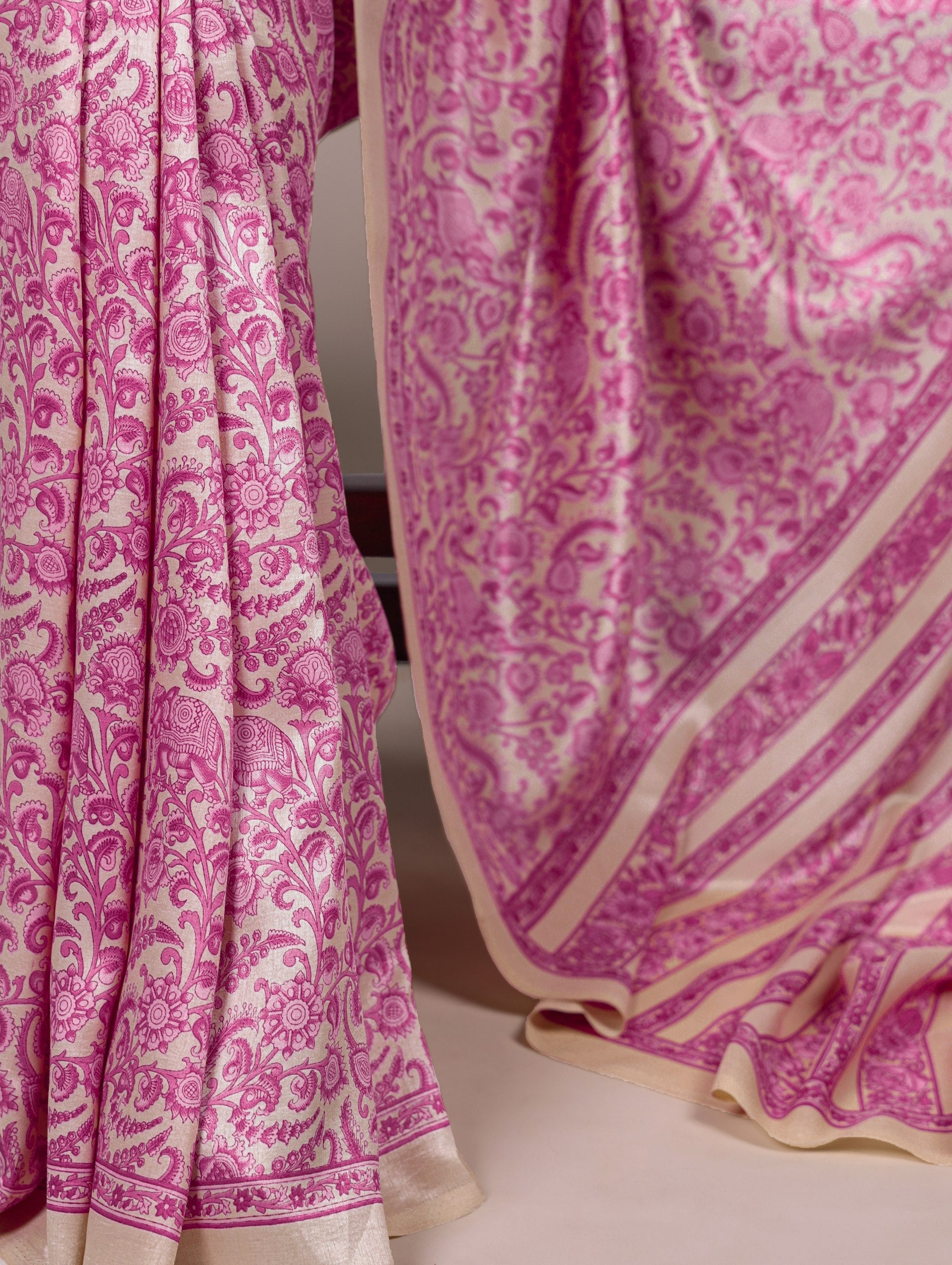 Printed Tasar Silk Saree with Matching Unstitched Blouse