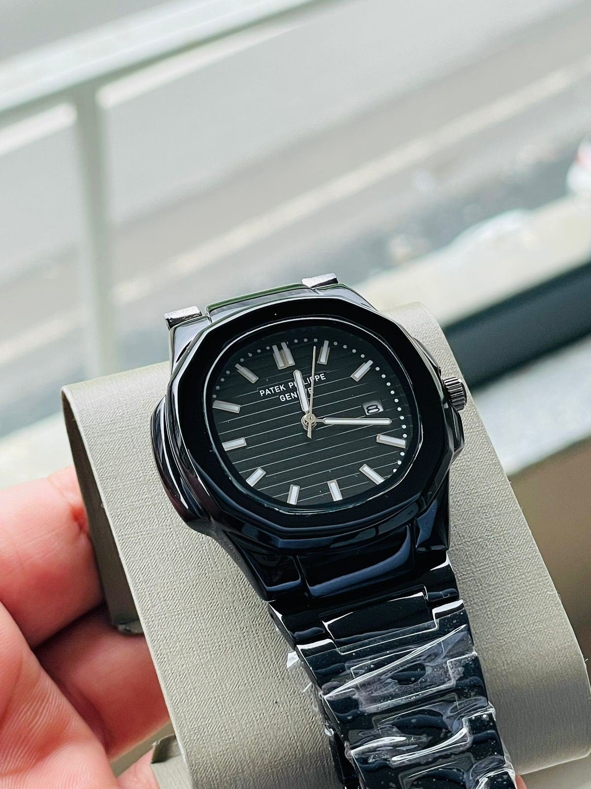 Nautilus Steel Watch With Sapphire Crystal Display