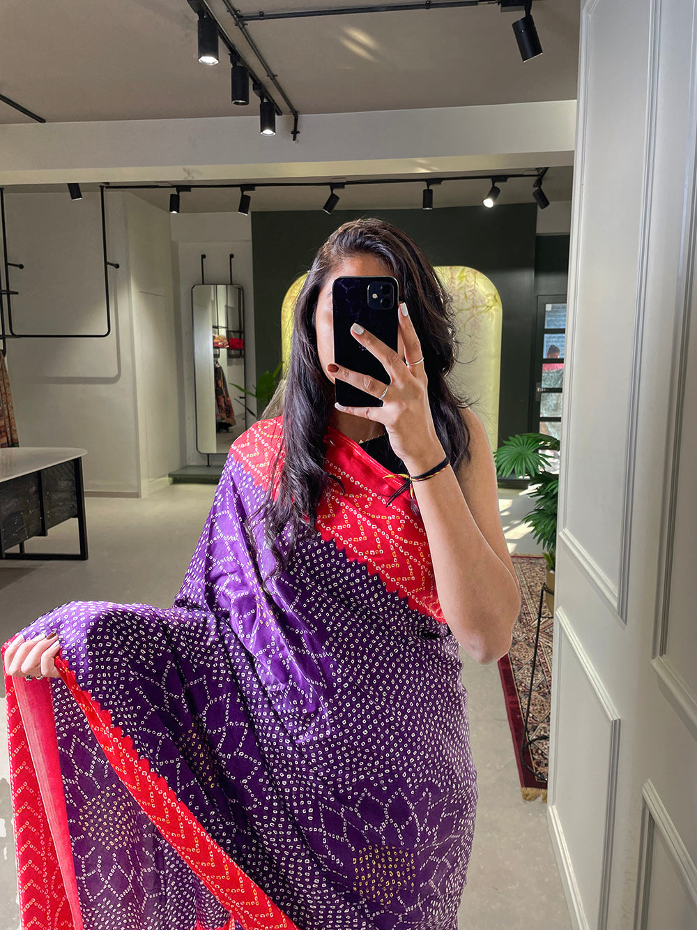 Purple Color Floral & Foil Work Gaji Silk Saree