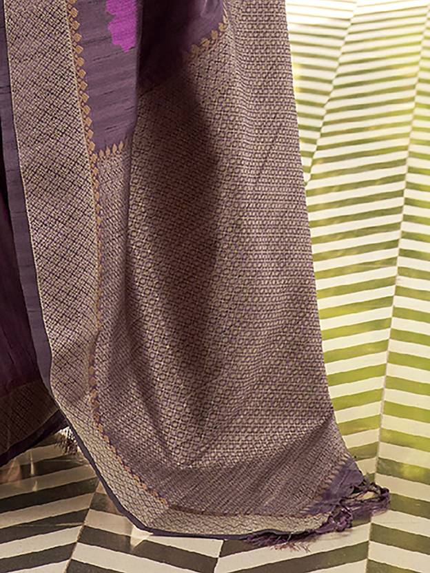 Purple Banarasi Silk Blend Saree with Unstitched Blouse Piece