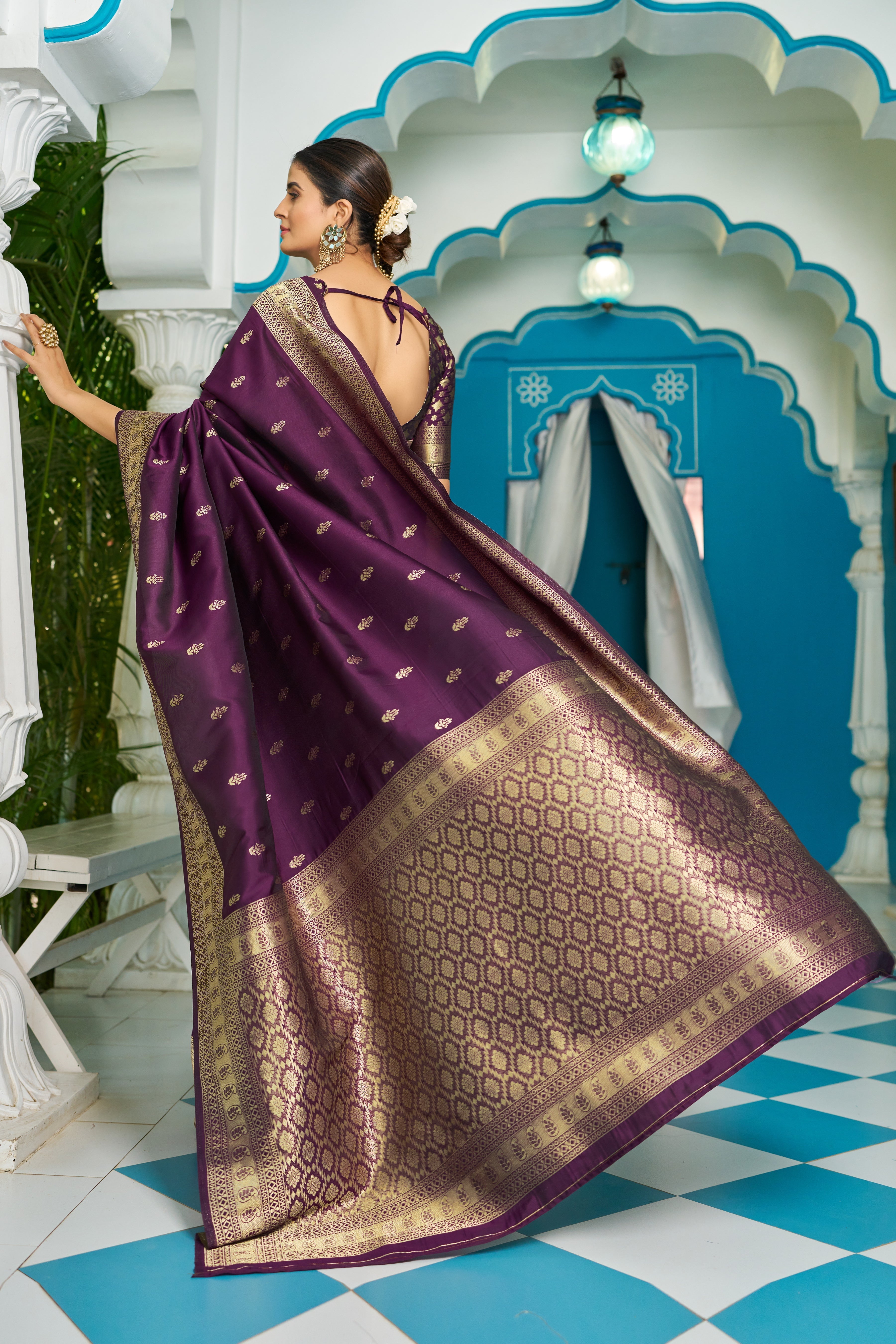 Purple Banarasi Silk Saree With Smashing Blouse Piece