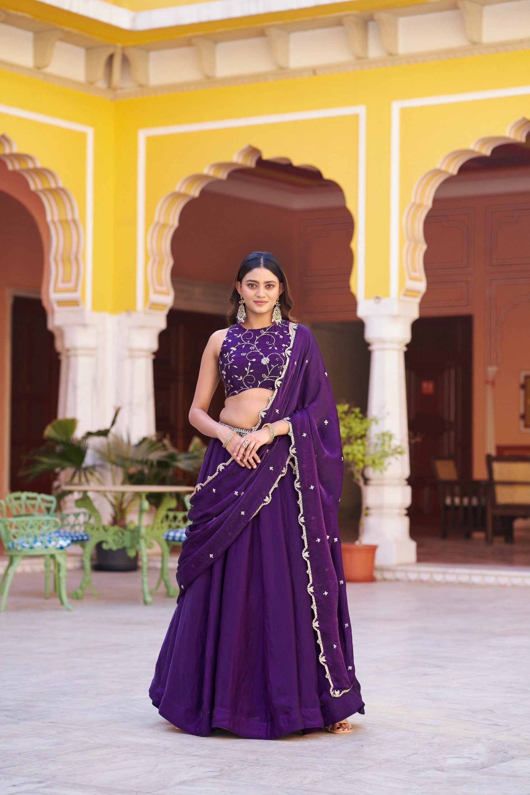 Purple Designer Fendi Sequins Lehenga Choli