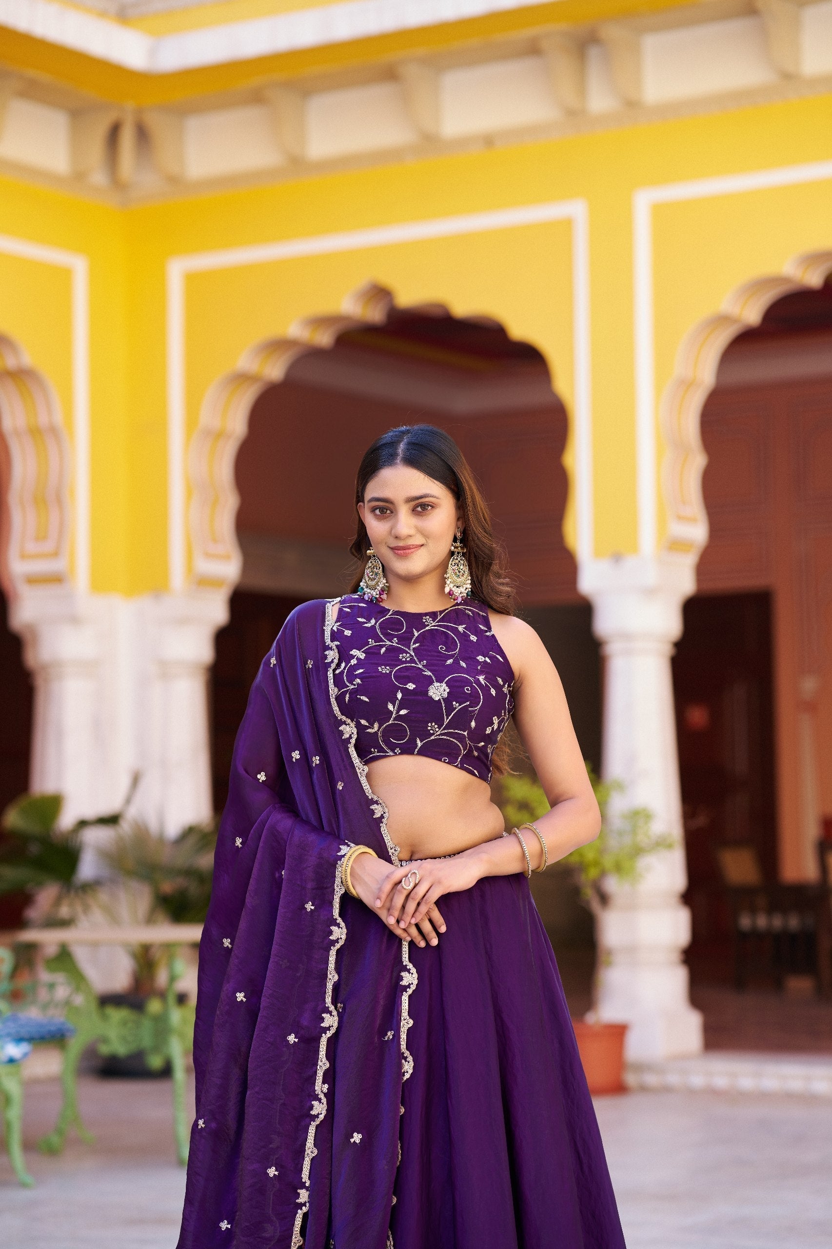 Purple Designer Fendi Sequins Lehenga Choli