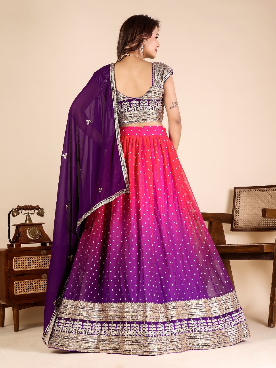 Purple Designer Georgette Lehenga