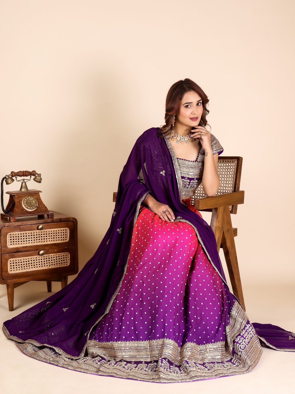 Purple Designer Georgette Lehenga