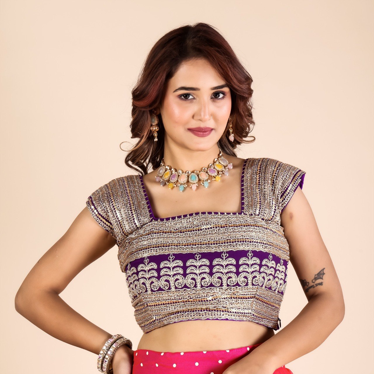 Purple Designer Georgette Lehenga