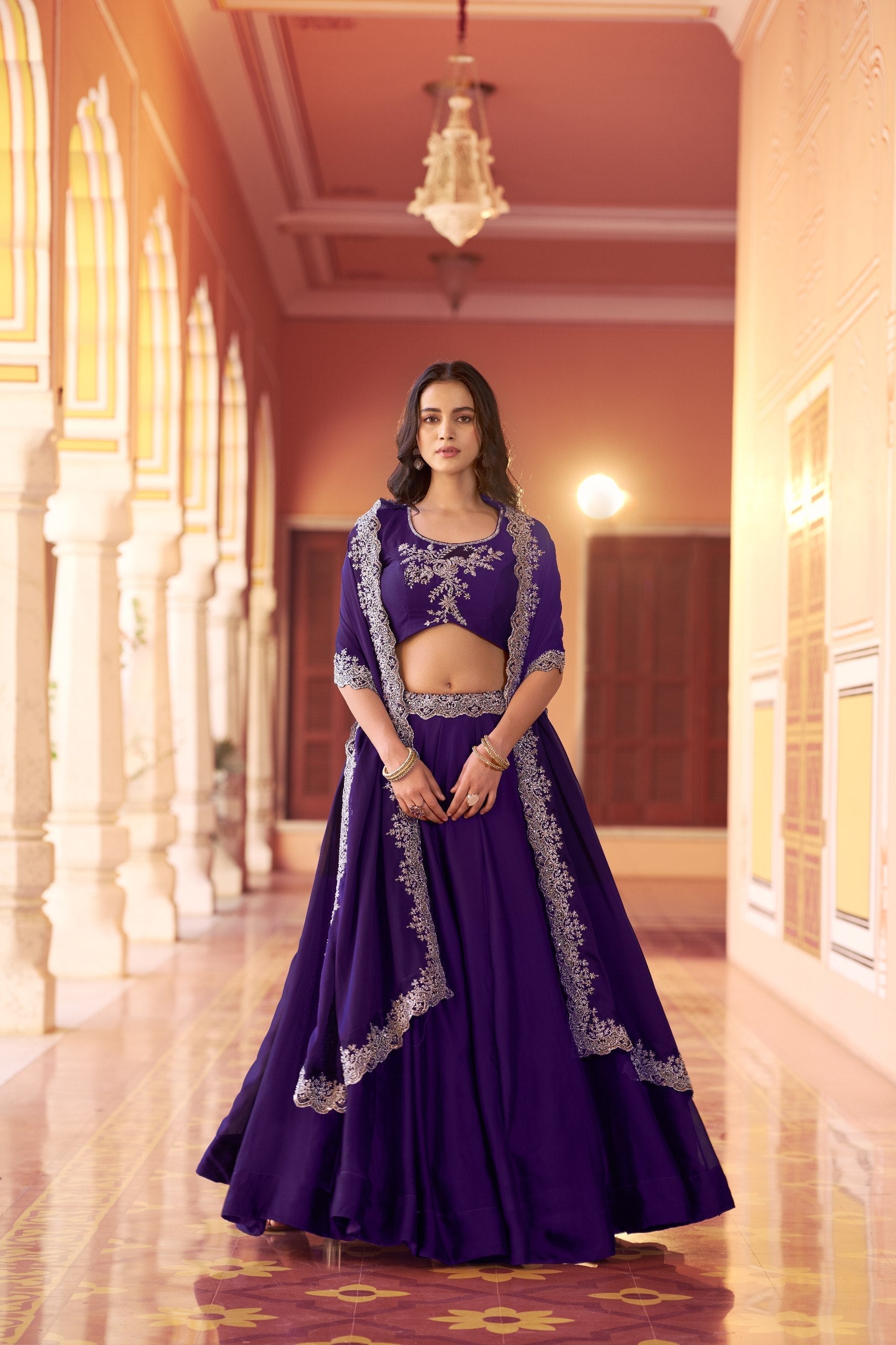 Purple Designer Silk Lehenga Set