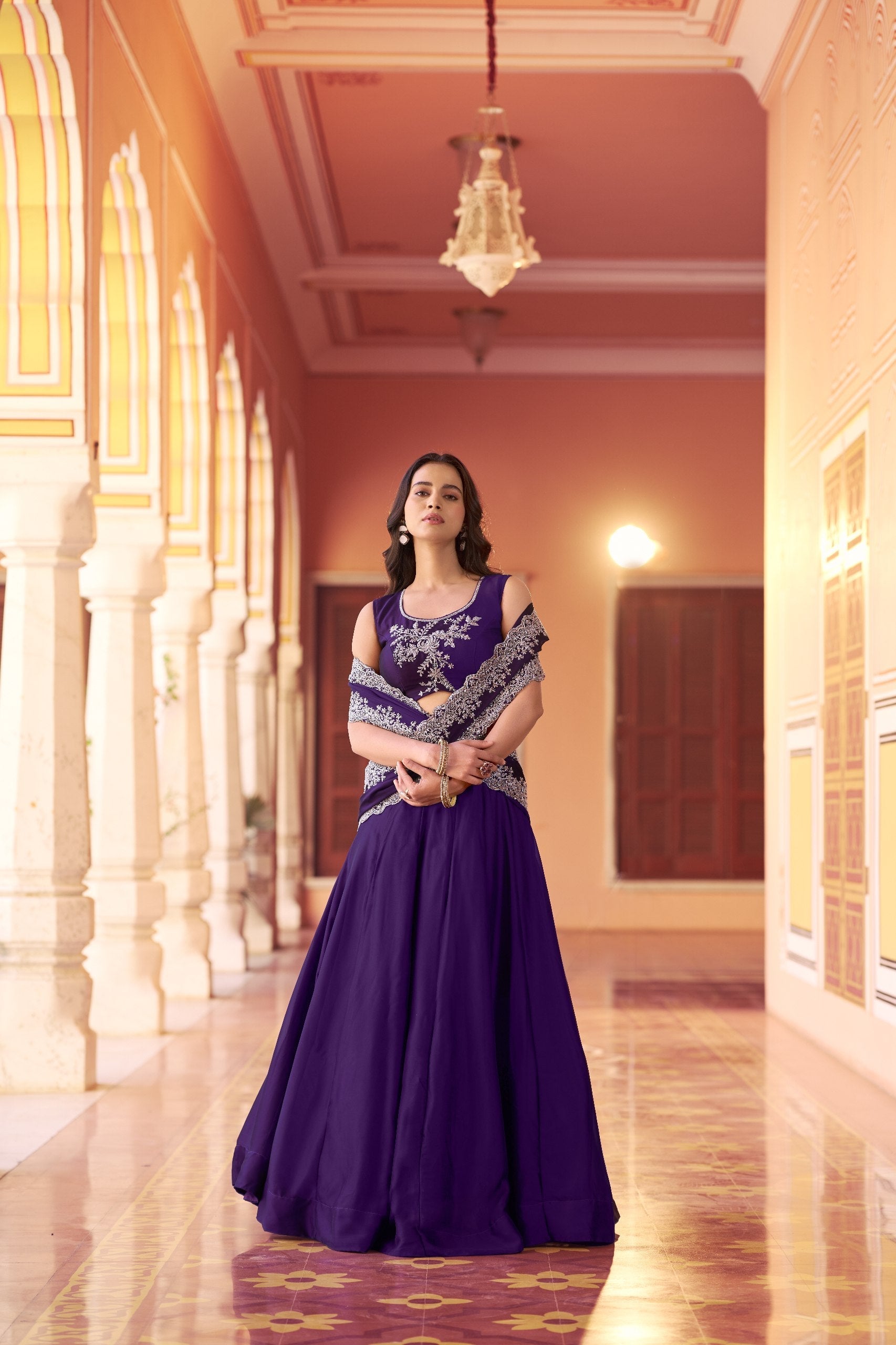 Purple Designer Silk Lehenga Set