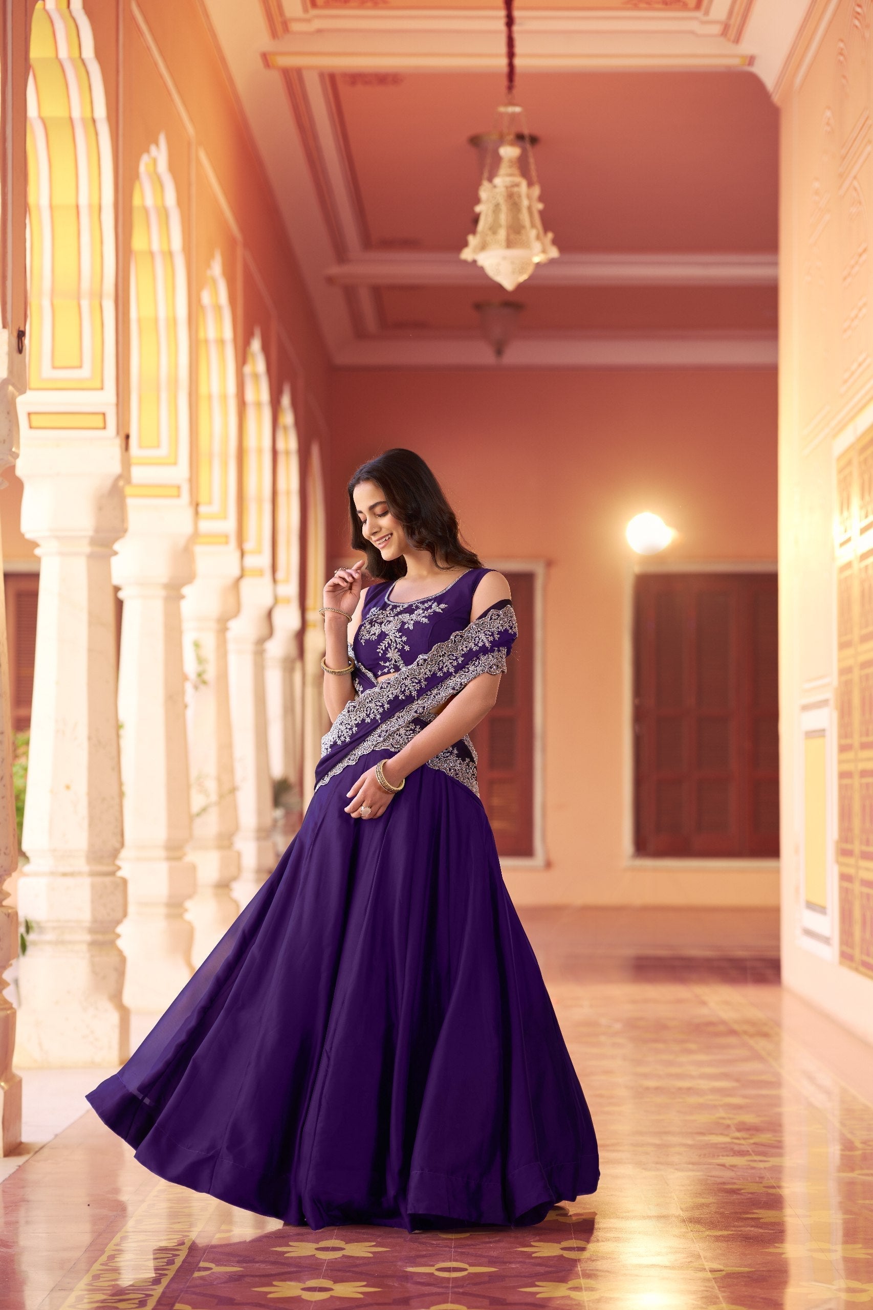 Purple Designer Silk Lehenga Set