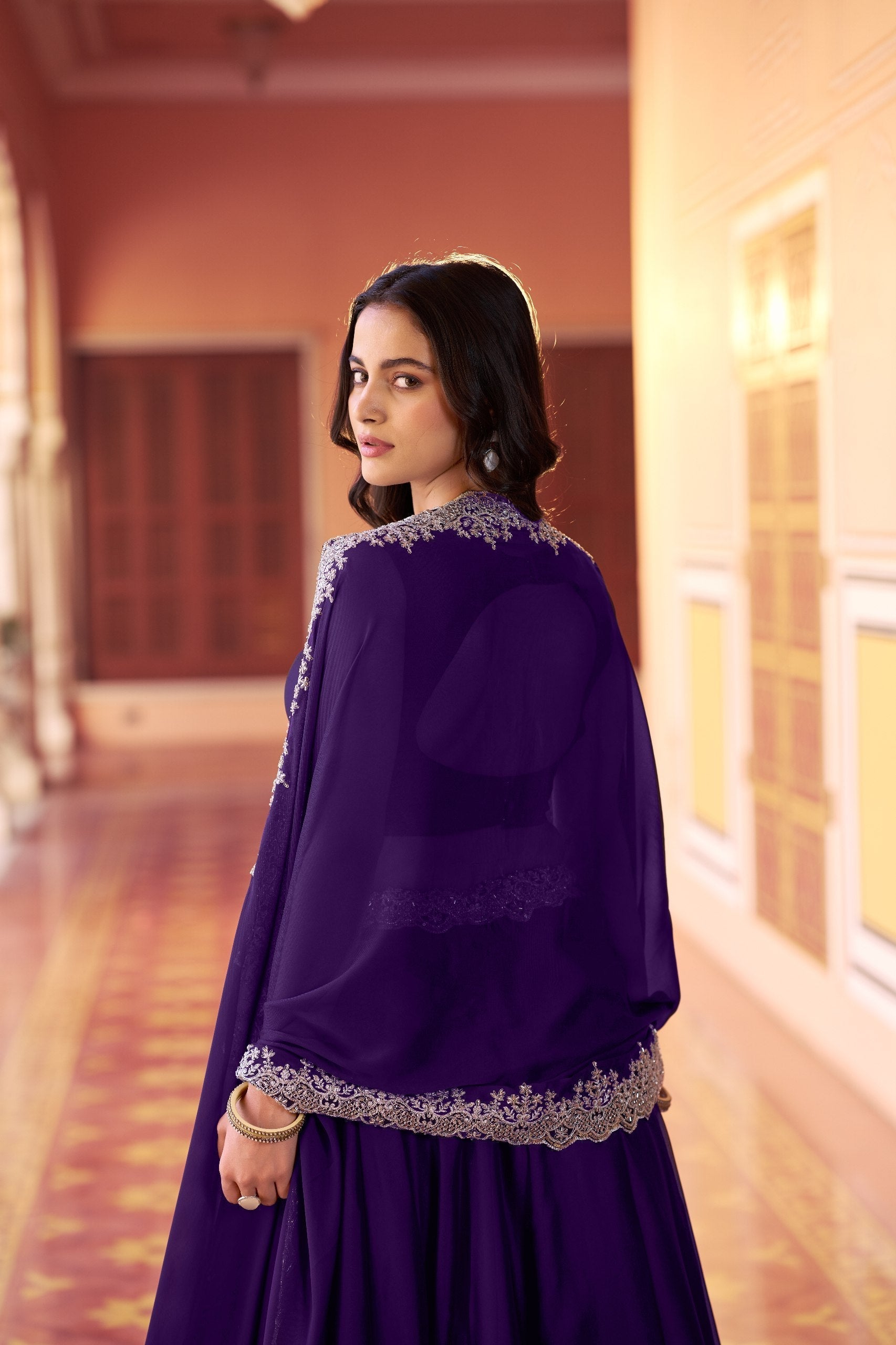 Purple Designer Silk Lehenga Set