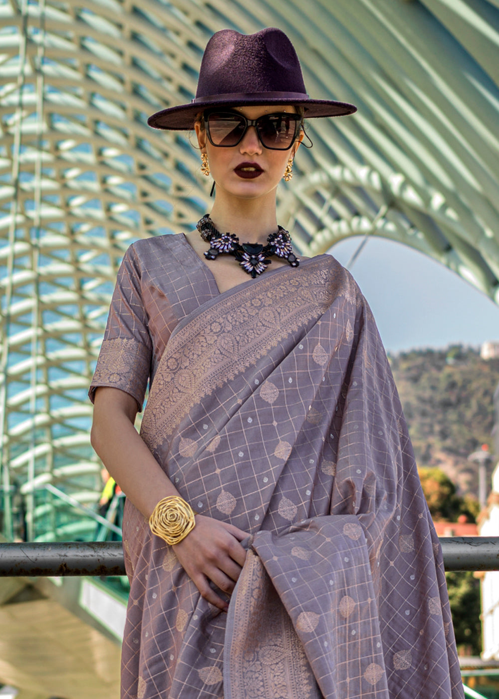 Purple Elegant Banarasi Blended Silk Saree – Handwoven Heritage for Special Occasions