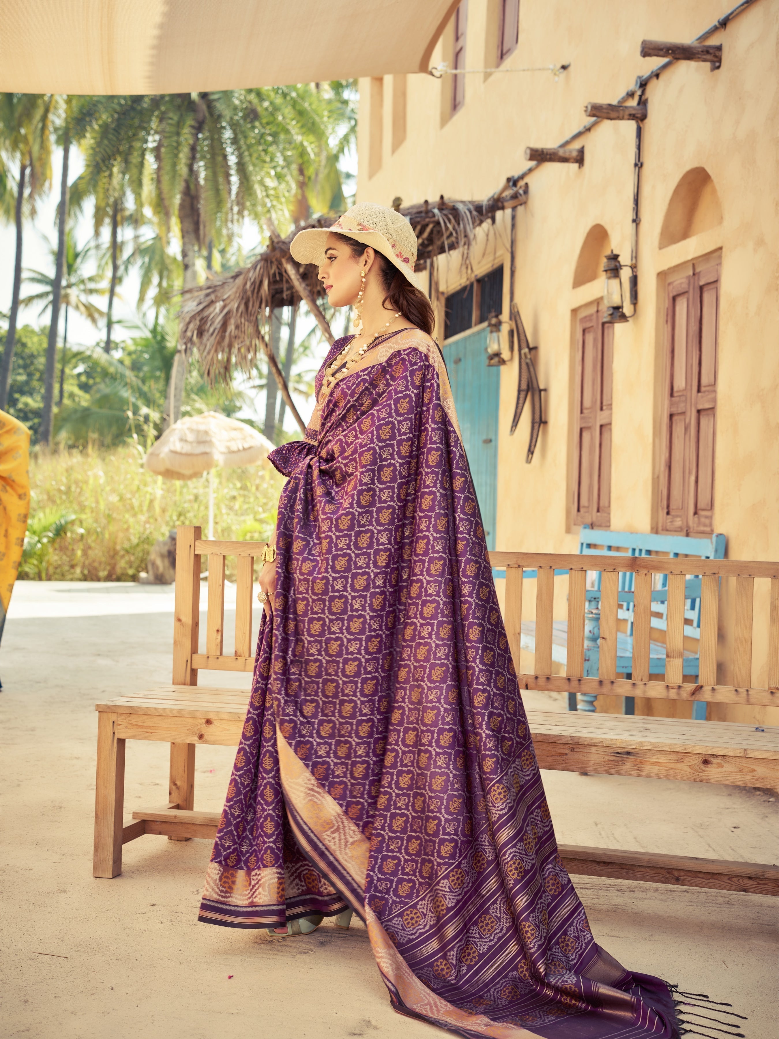 Purple Elegant Cotton Blend Saree Daily Wear