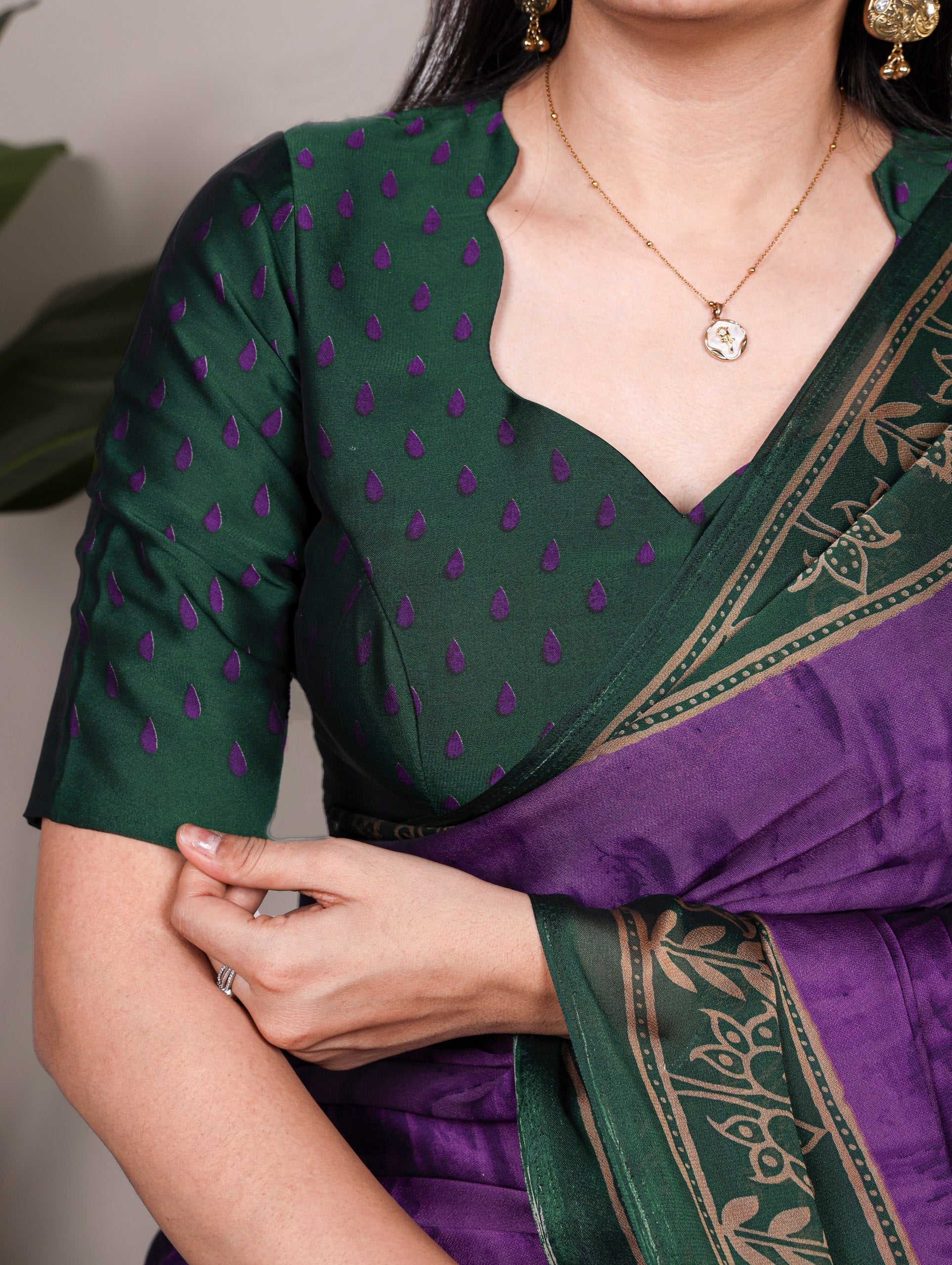 Purple Elegant Rangoli Silk Printed Saree with Matching Unstitched Blouse – Lightweight & Stylish Daily/Festive Wear