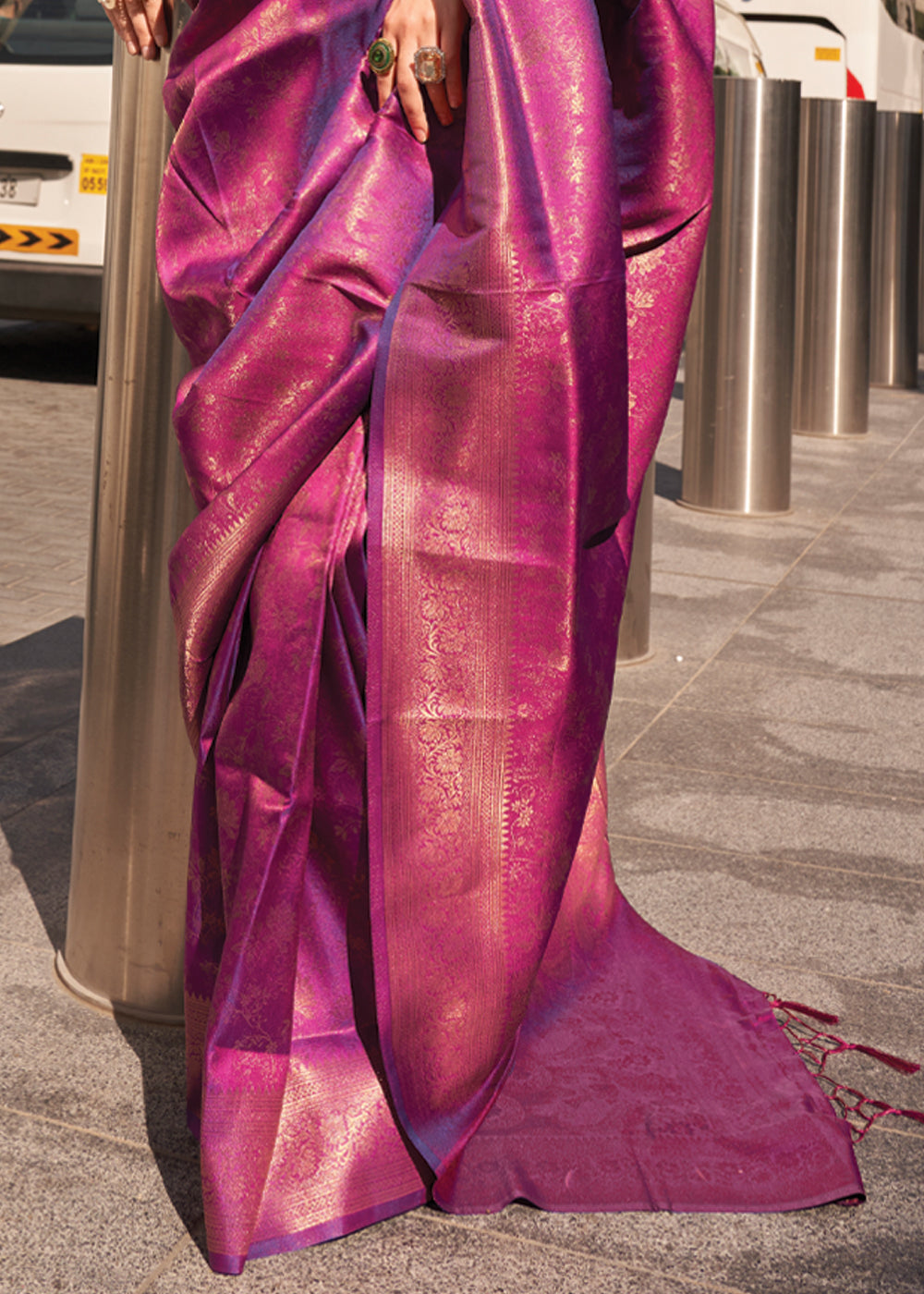 Purple Elegant Soft Banarasi Blended Silk Saree