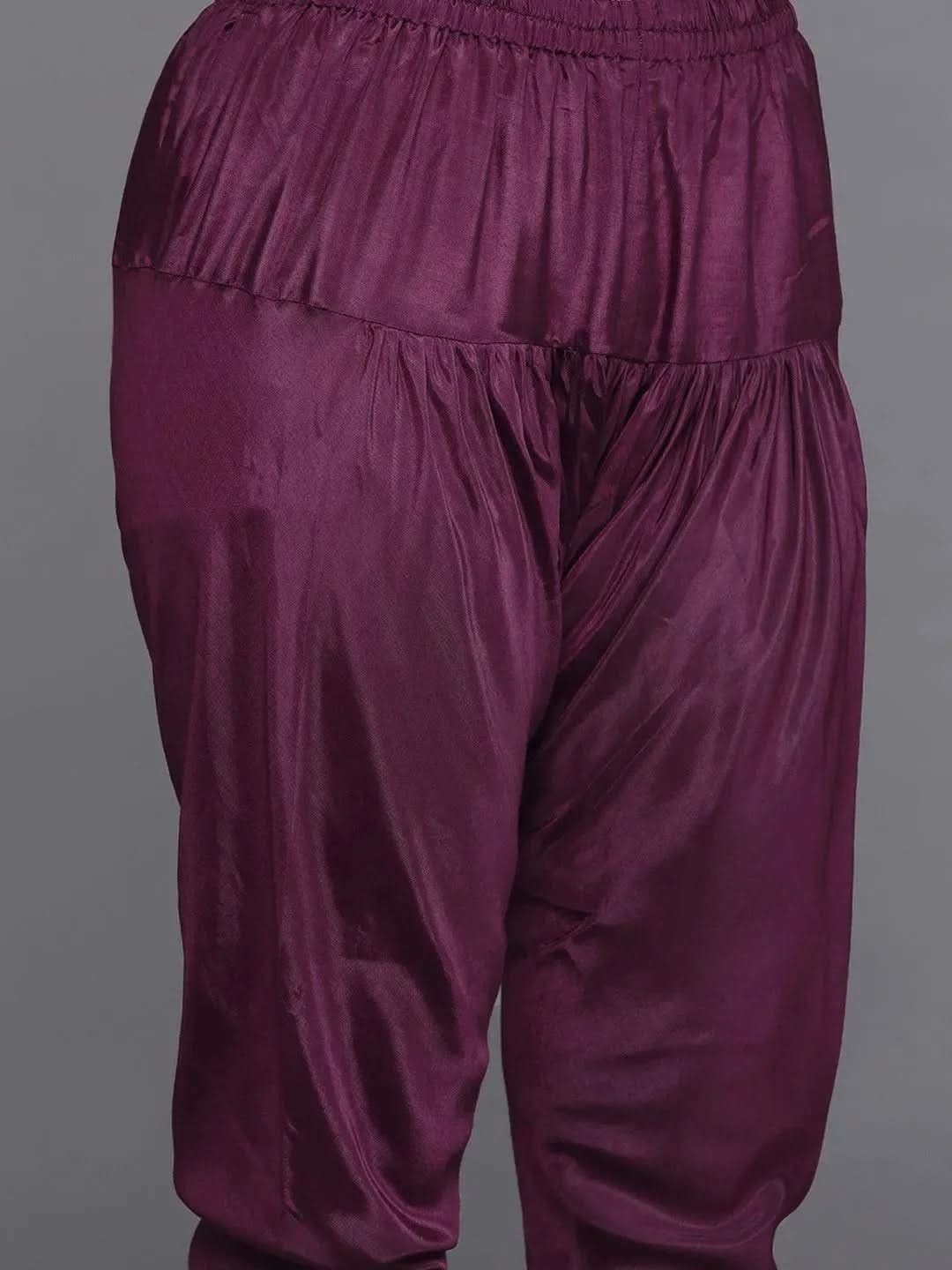 Anouk Purple Embroidered Georgette Anarkali Kurta With Churidar & Dupatta