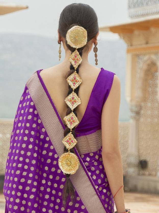 Purple Graceful Georgette Saree with Unstitched Blouse Piece