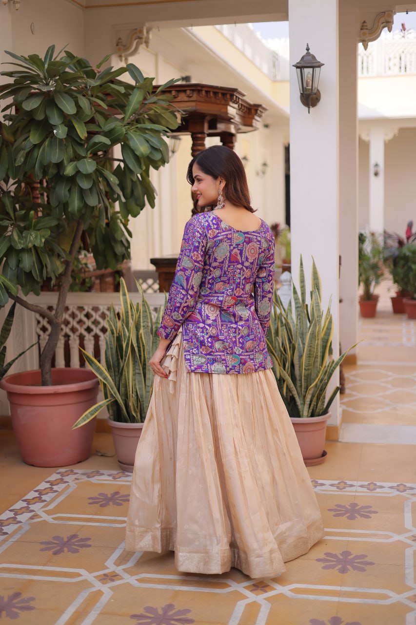 Purple Jacquard Lehenga Choli Set