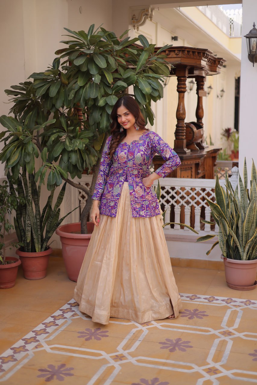 Purple Jacquard Lehenga Choli Set