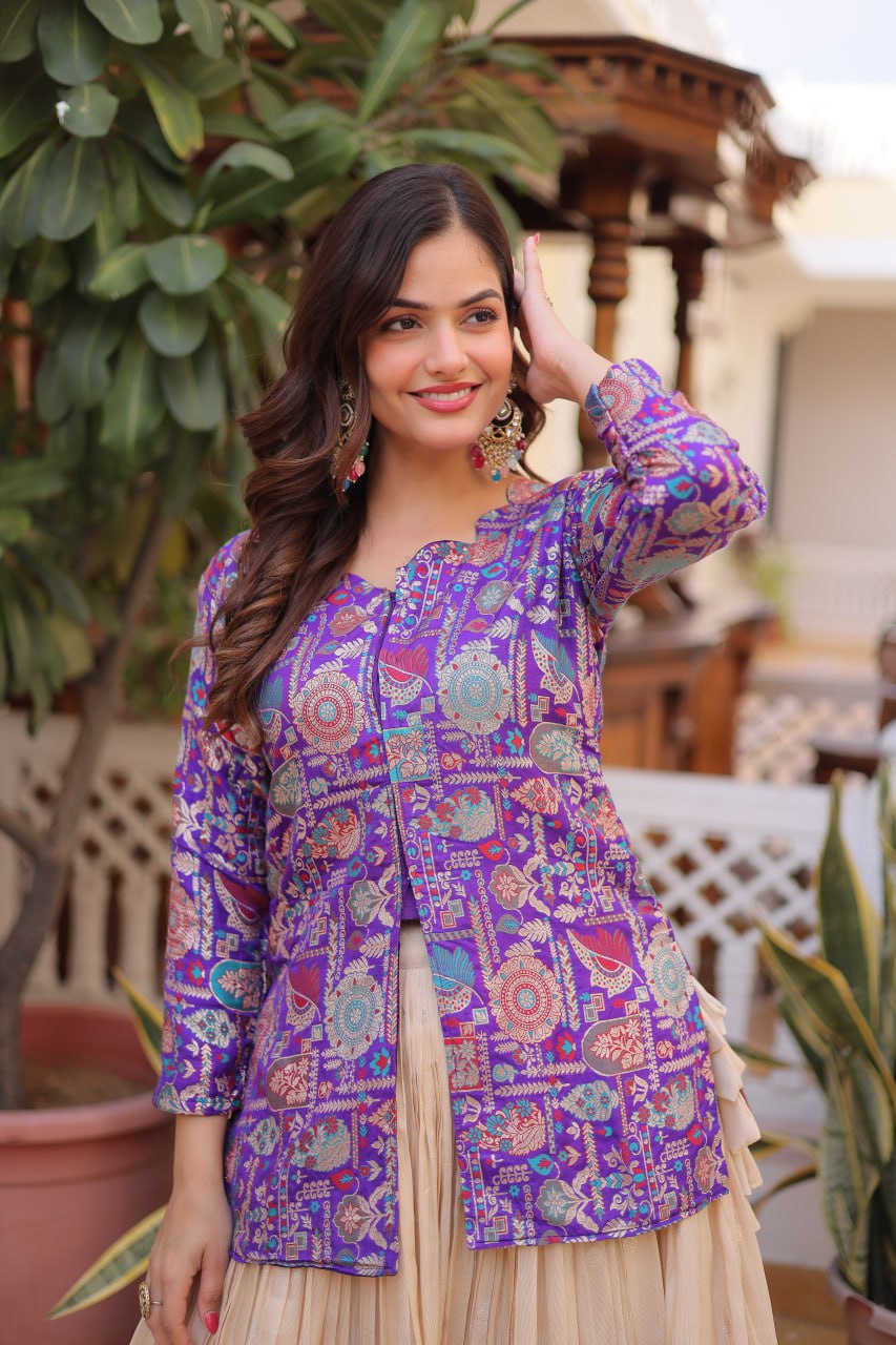 Purple Jacquard Lehenga Choli Set