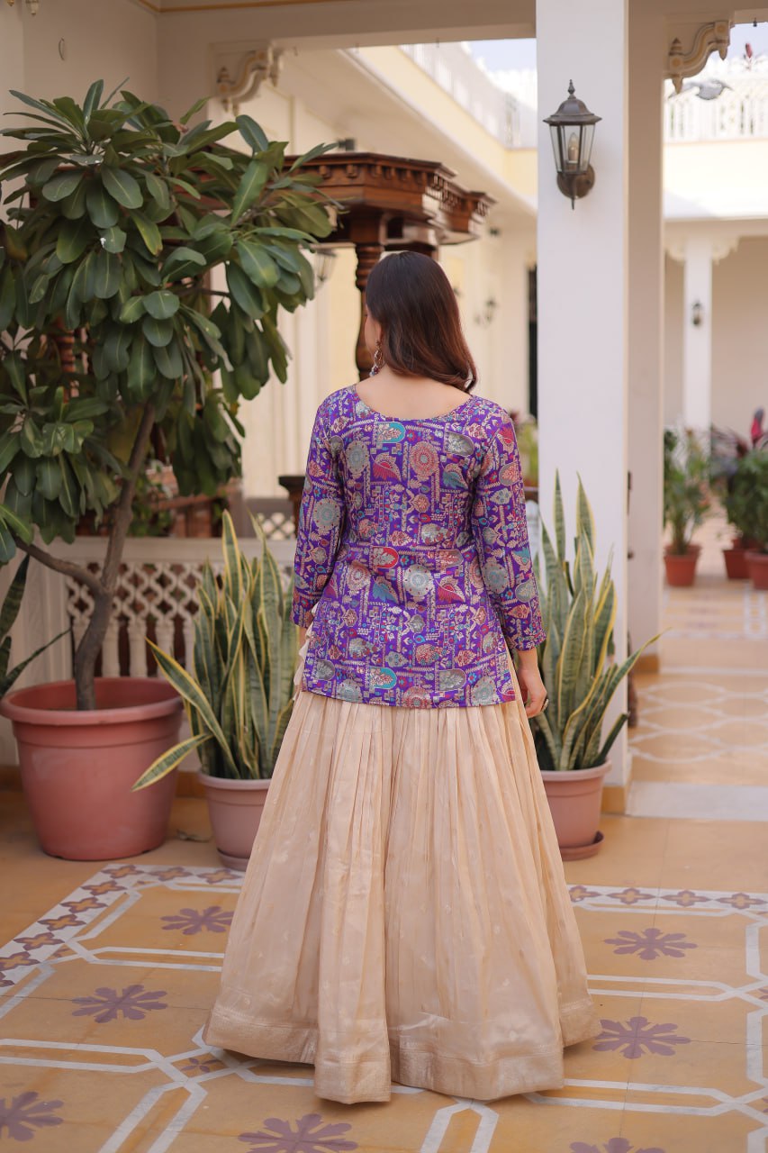 Purple Jacquard Lehenga Choli Set