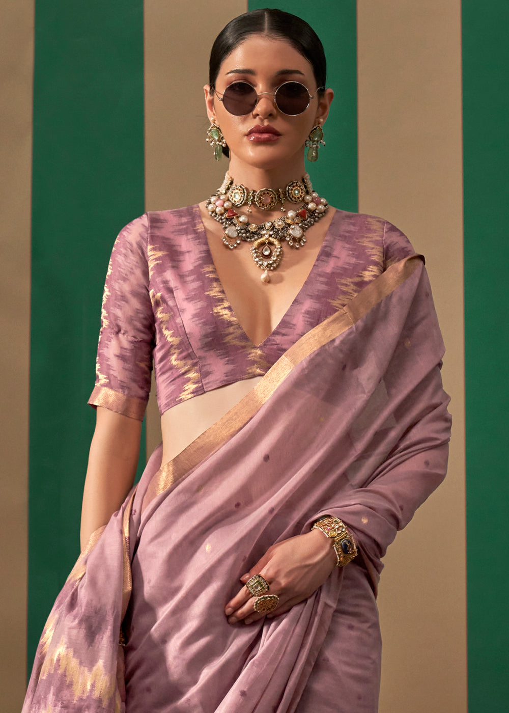 Purple Lustrous Spun Silk Saree with Cotton Blend