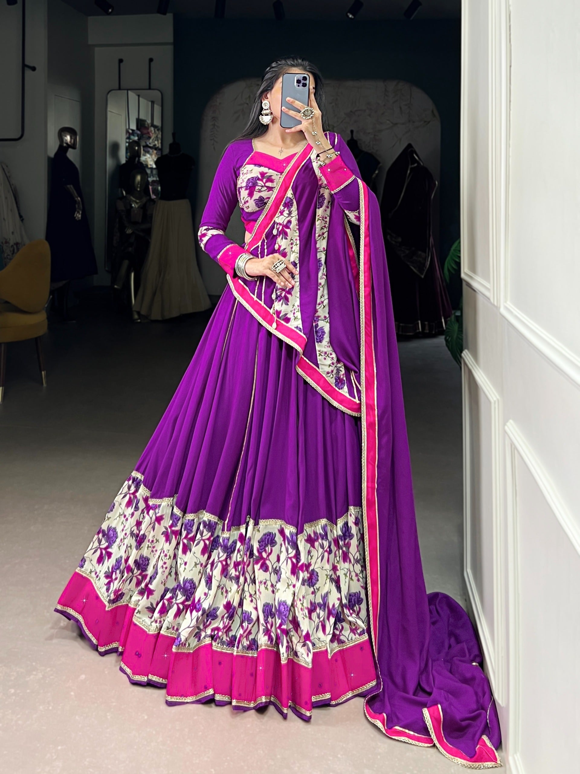 Purple Mirror Charm Ethnic Lehenga Set