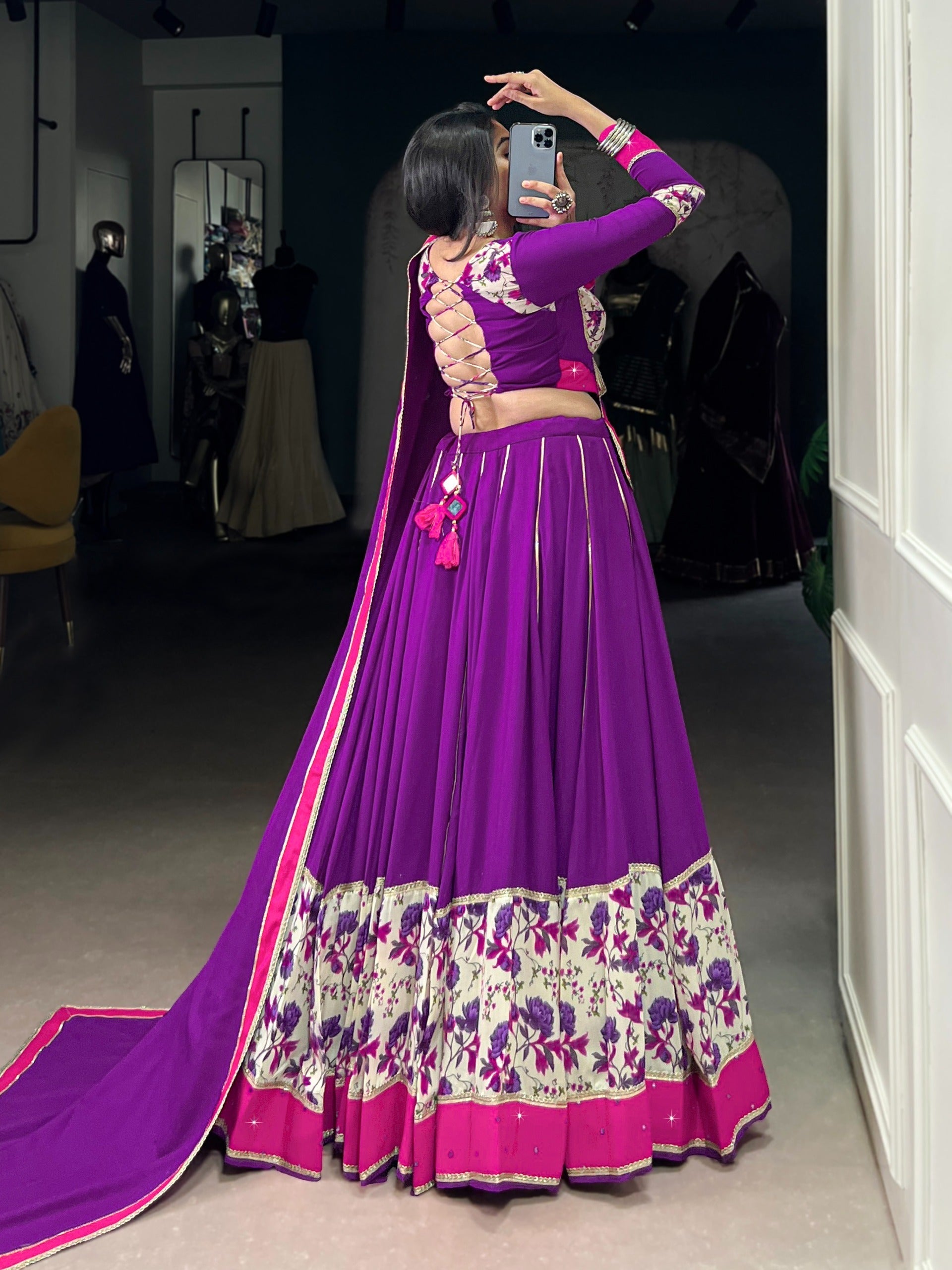 Purple Mirror Charm Ethnic Lehenga Set