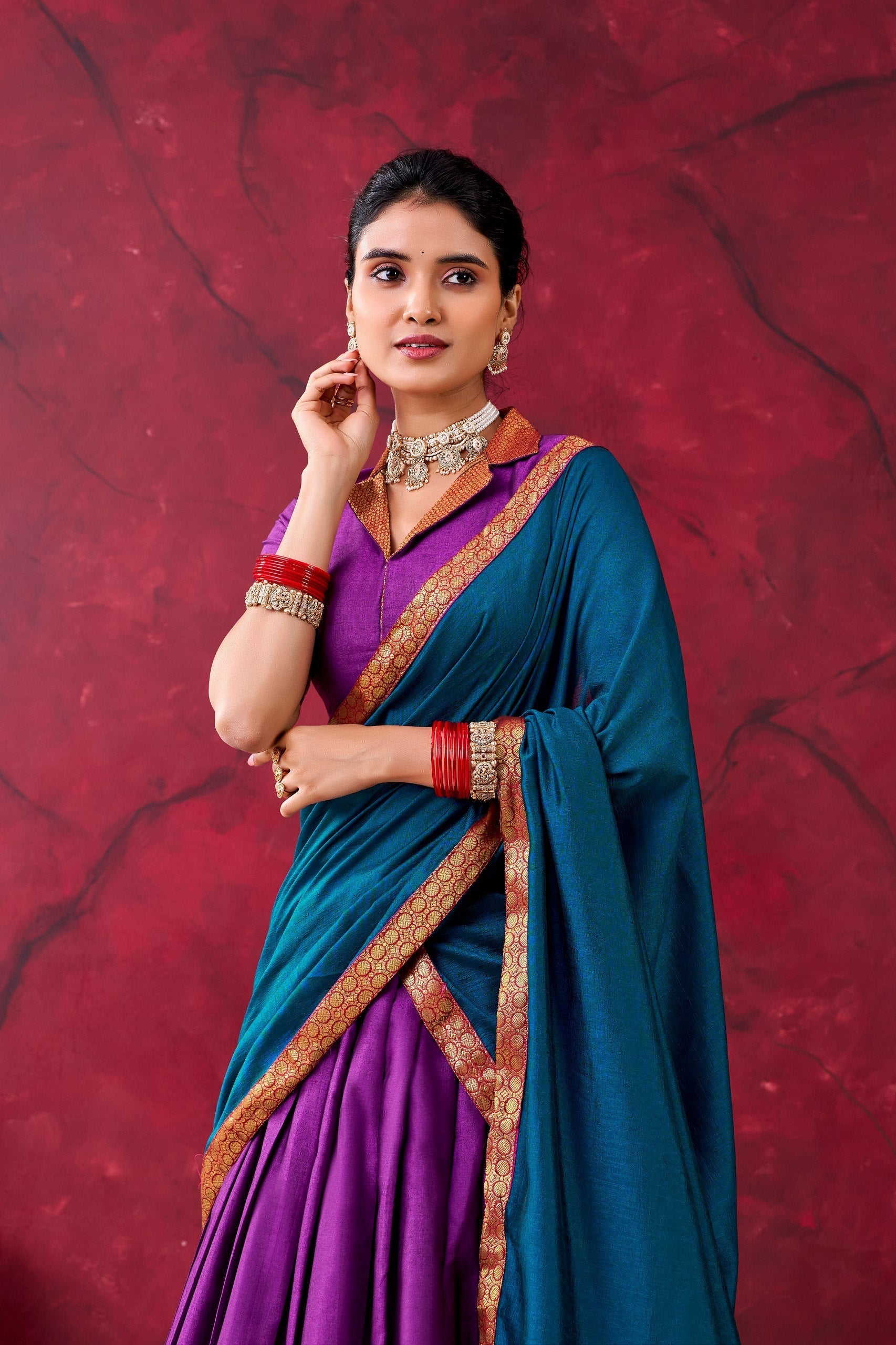 Purple Narayan Pet Cotton Lehenga Set