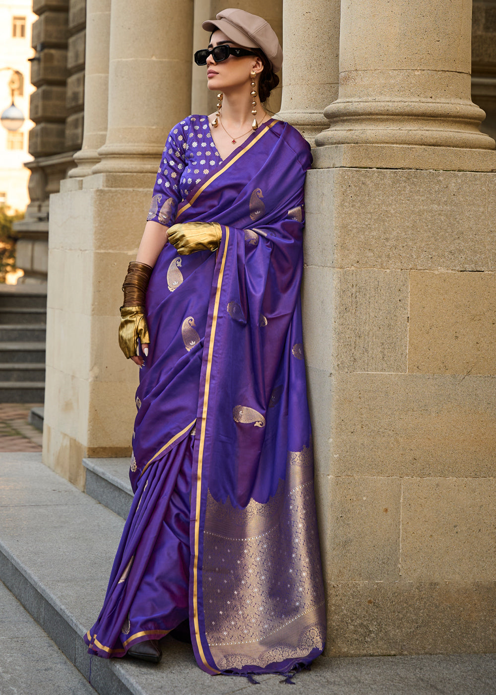 Purple Regal Banarasi Satin Silk Saree – Timeless Elegance