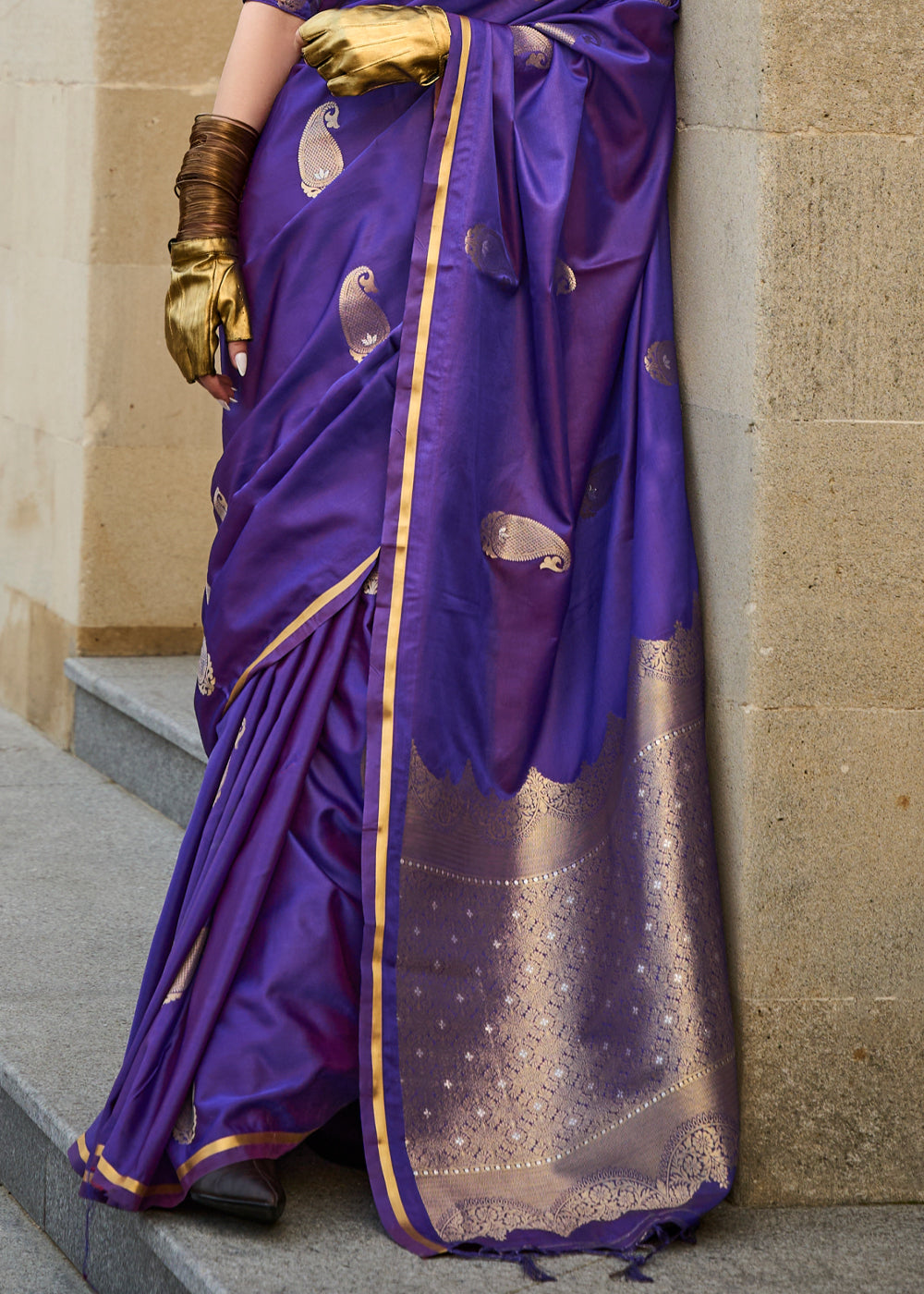 Purple Regal Banarasi Satin Silk Saree – Timeless Elegance