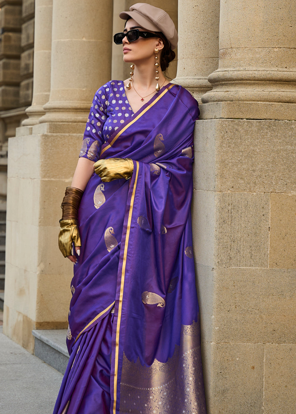 Purple Regal Banarasi Satin Silk Saree – Timeless Elegance