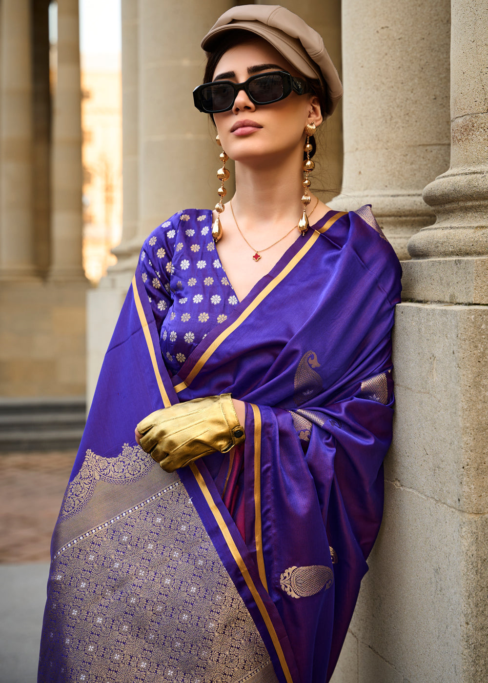 Purple Regal Banarasi Satin Silk Saree – Timeless Elegance