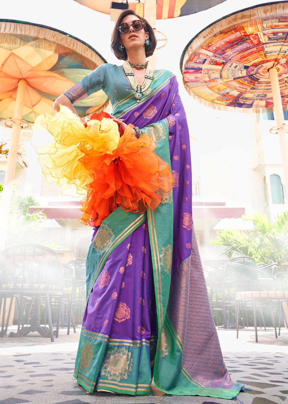 Purple Regal Banarasi Silk Saree – Vintage Elegance with Intricate Detailing