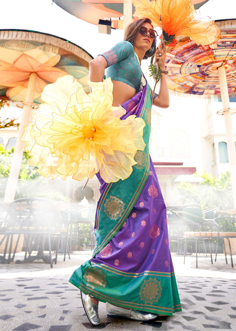 Purple Regal Banarasi Silk Saree – Vintage Elegance with Intricate Detailing