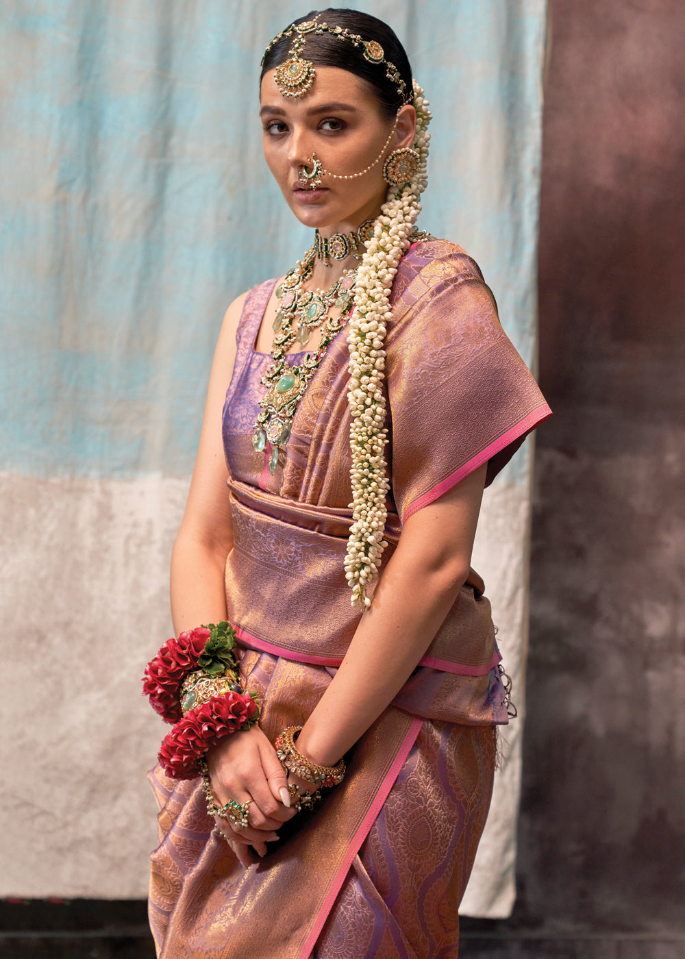 Purple Regal Banarasi Silk Saree with Gold & Silver Zari Brocade Work