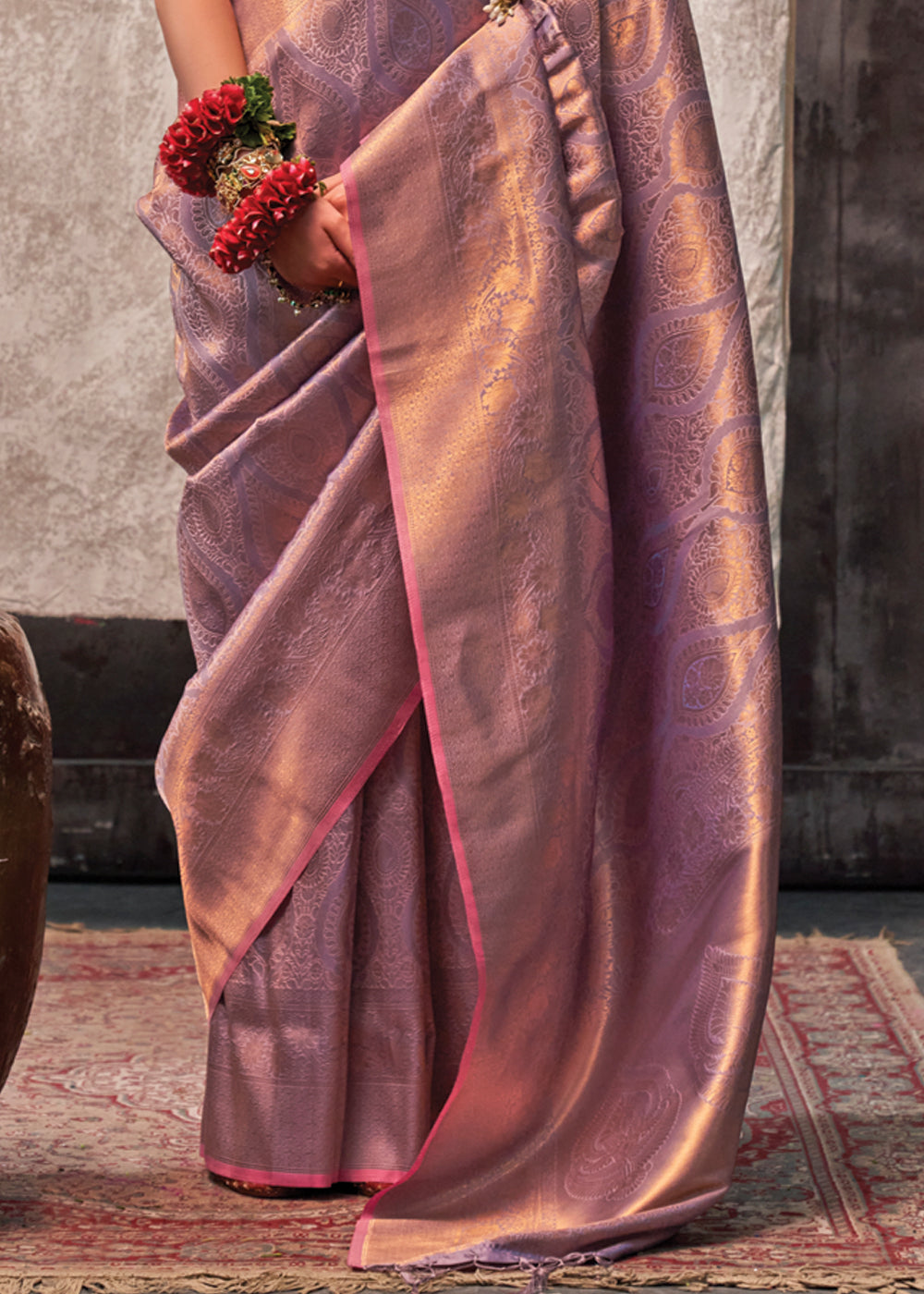 Purple Regal Banarasi Silk Saree with Gold & Silver Zari Brocade Work