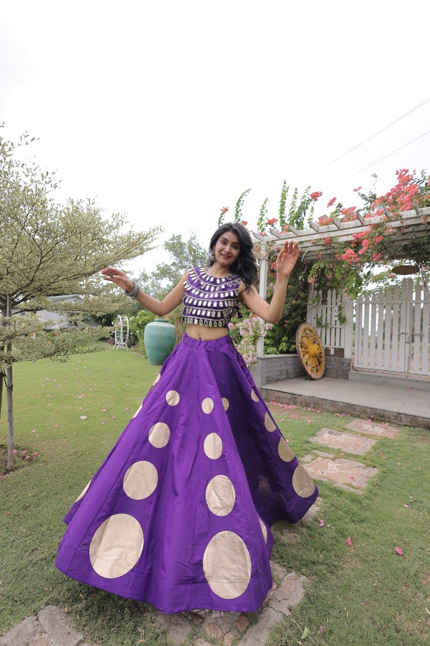 Purple Silk Gota Pattern Lehenga Set