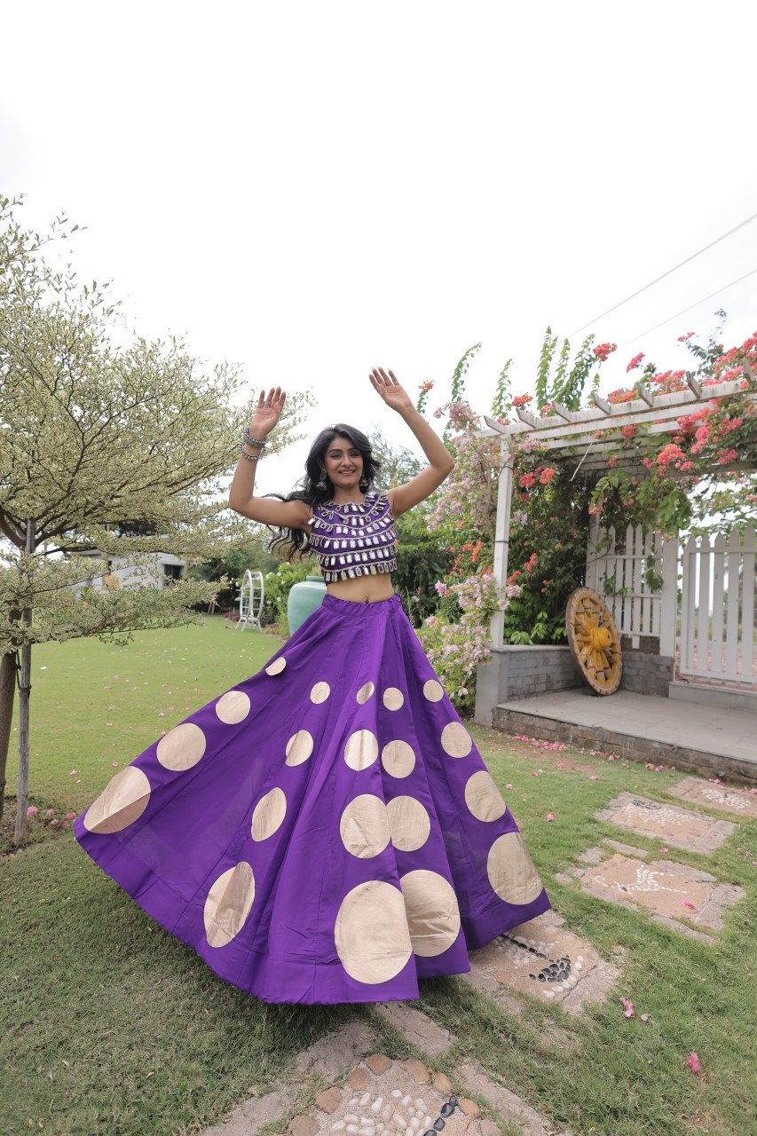 Purple Silk Gota Pattern Lehenga Set