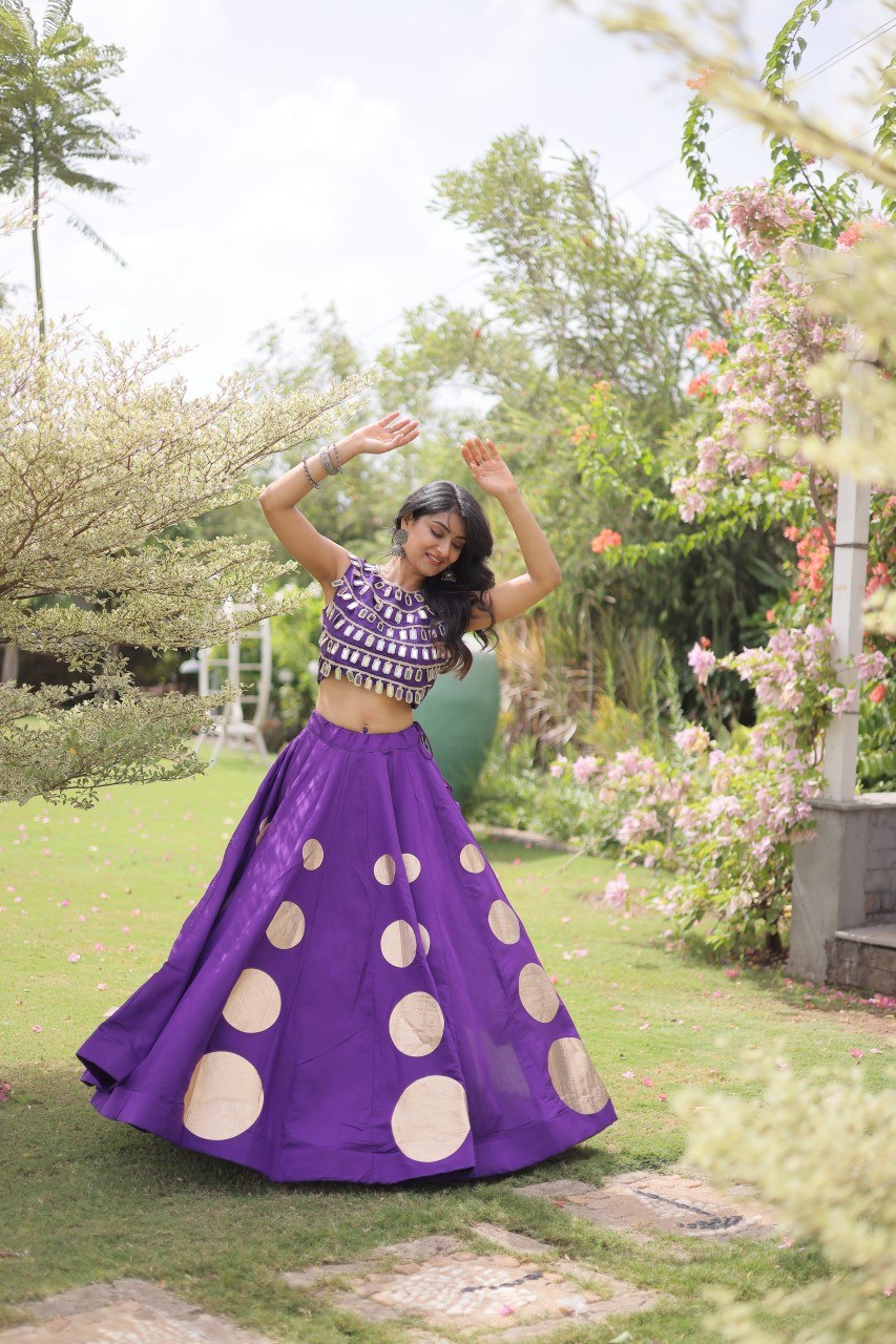 Purple Silk Gota Pattern Lehenga Set