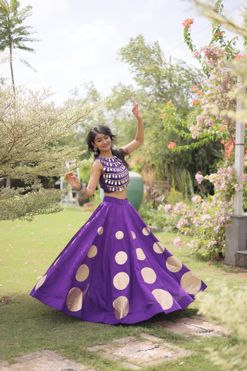 Purple Silk Gota Pattern Lehenga Set