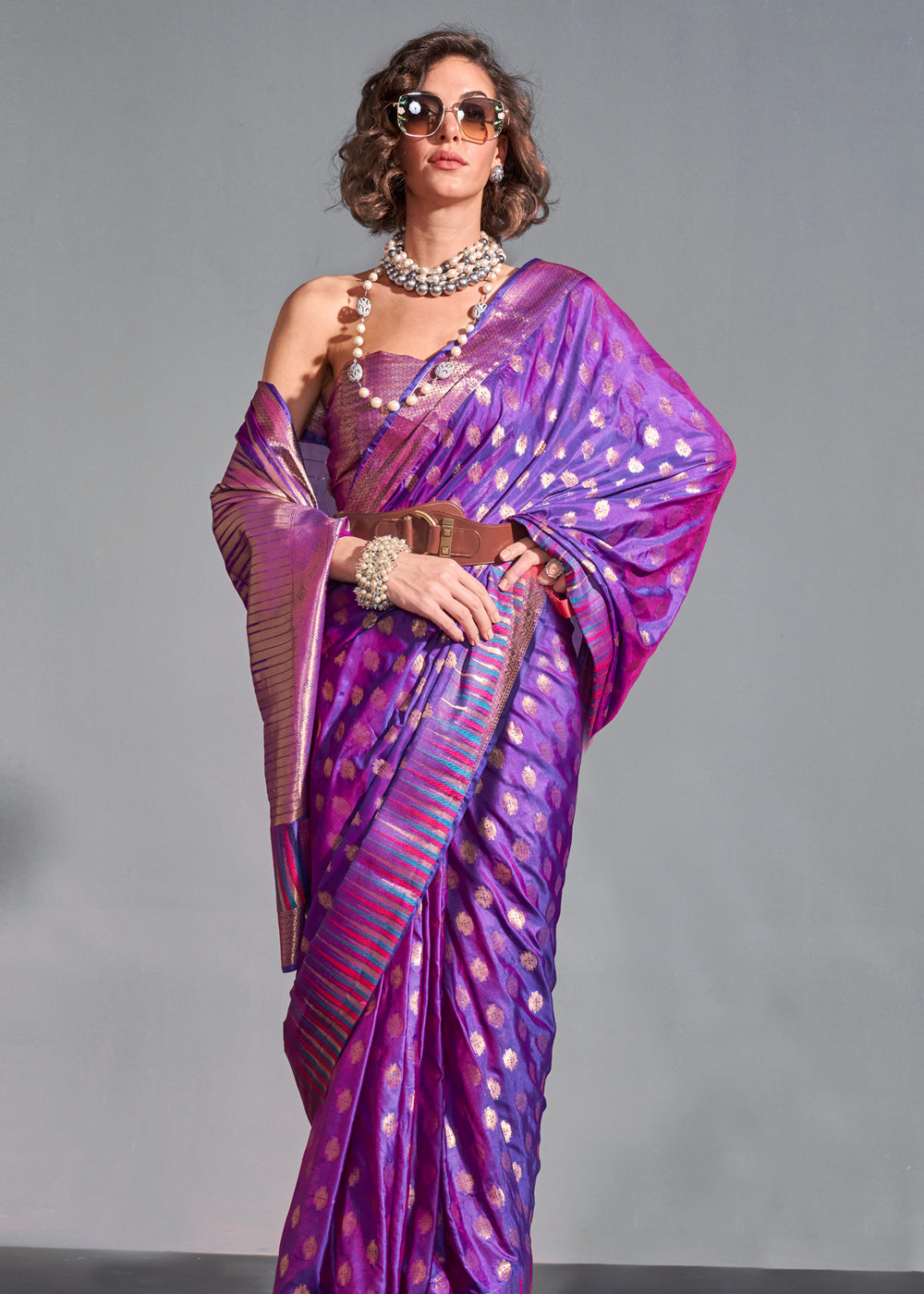 Purple Timeless Banarasi Blended Silk Saree with Intricate Design – Perfect for Grand Occasions
