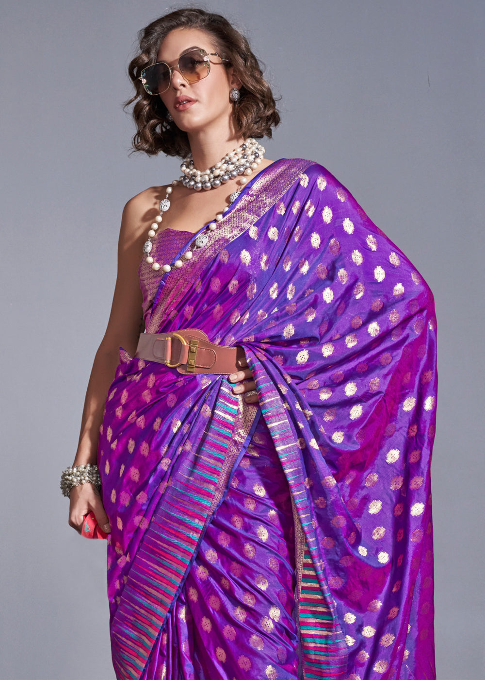 Purple Timeless Banarasi Blended Silk Saree with Intricate Design – Perfect for Grand Occasions