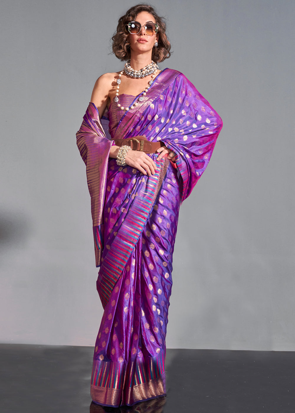Purple Timeless Banarasi Blended Silk Saree with Intricate Design – Perfect for Grand Occasions