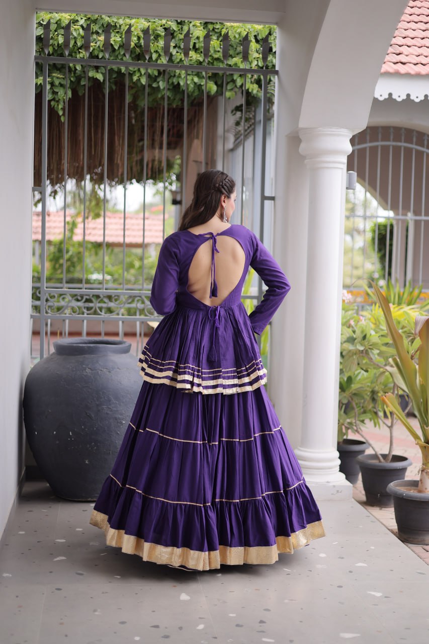 Purple Traditional Cora Cotton Lehenga Set