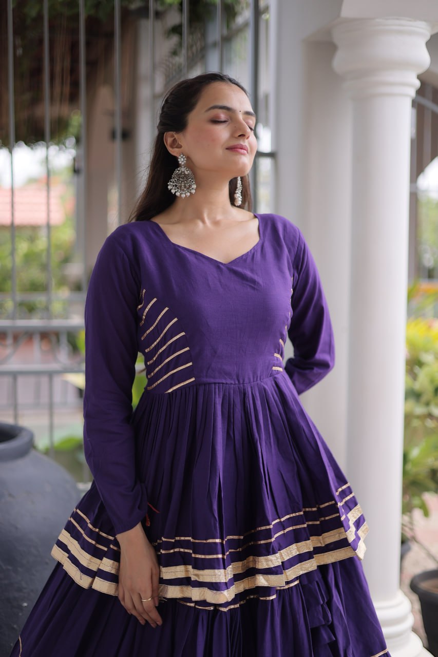 Purple Traditional Cora Cotton Lehenga Set