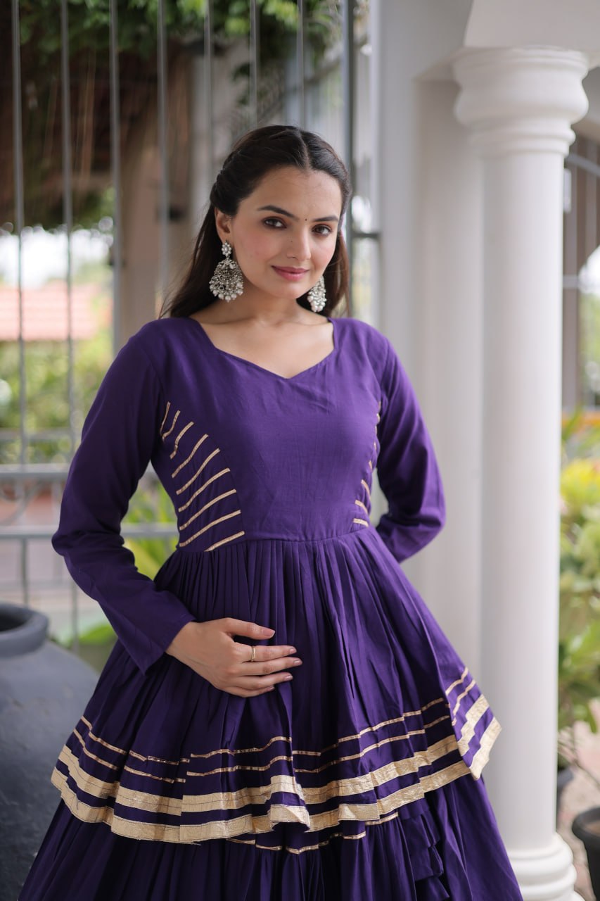 Purple Traditional Cora Cotton Lehenga Set