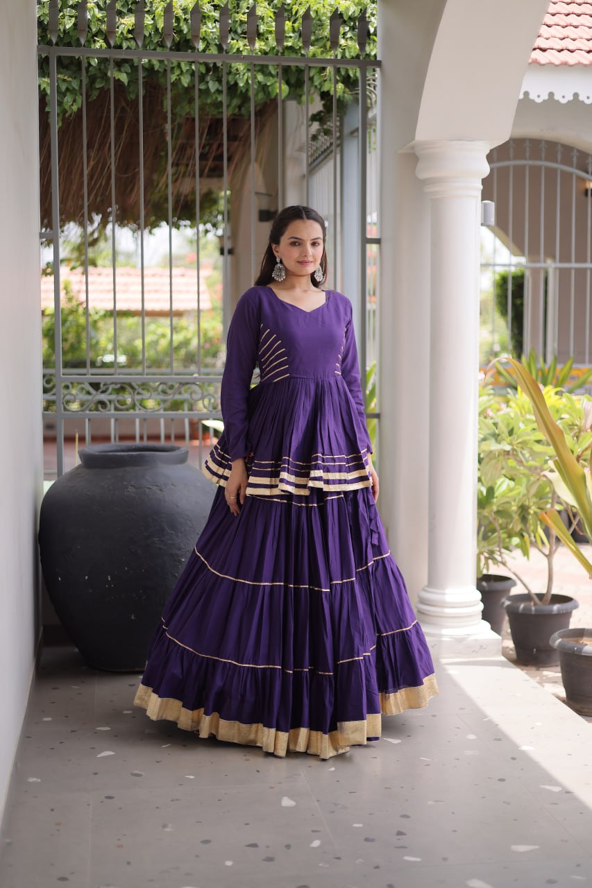 Purple Traditional Cora Cotton Lehenga Set